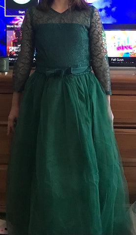 Fancydresswale Girls dress Floor Length gown for Girls-Green