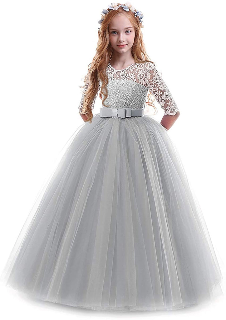 Beaded Gray Ball Gown V-neck Prom Dresses 67288 viniodress – Viniodress