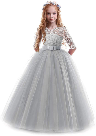 Fancydresswale Princess Floor Length party gown for Girls- Grey