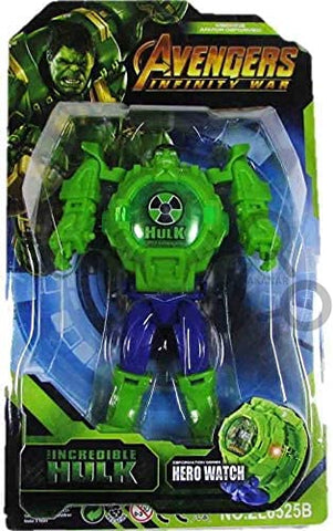 Fancydresswale Hulk Avenger Action Figure Toy Robot Deformation Convertible Digital Wrist Watch for Kids