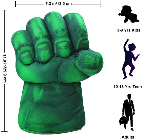 Hulk Smash Hands, 1 Pair of Soft Boxing Gloves Fist Hand Plush Incredible Avengers Toy for Kids and Adult Gifts