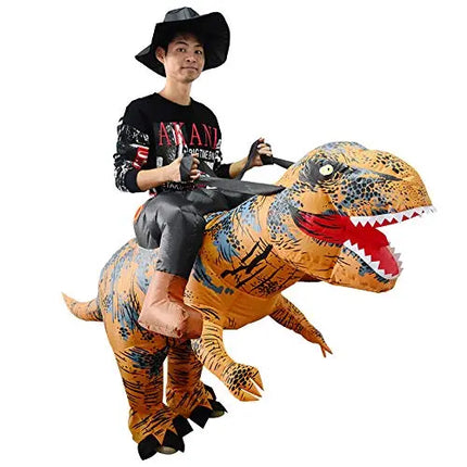 Holiday Party Dinosaur Inflatable Half-Length Walking Tyrannosaurus Costume Brown Fancydresswale.com