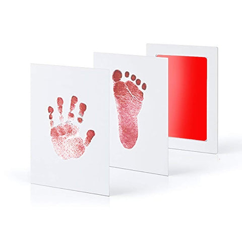 Fancydresswale Inkless 0-12 Months for Baby Handprint and Baby Footprint Ink Pad with Imprint Cards 100% Non-Toxic & Mess Free Safe for Newborn Baby and Toddlers (Red, 0-12 Months)