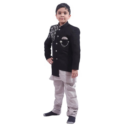 Indo Western Party Ocassion Dress For Boys Colour Black Fancydresswale