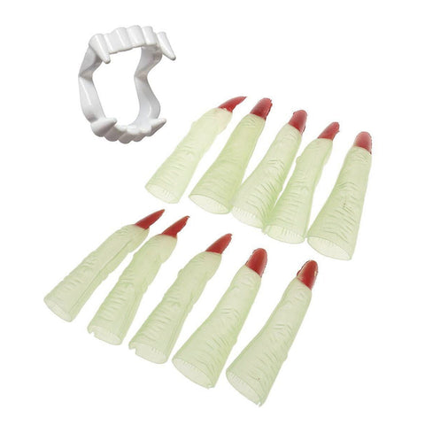 Fancydresswale Halloween Party Props for Horror Ghost Halloween Party (Radium Nails with Dracula Teeth)
