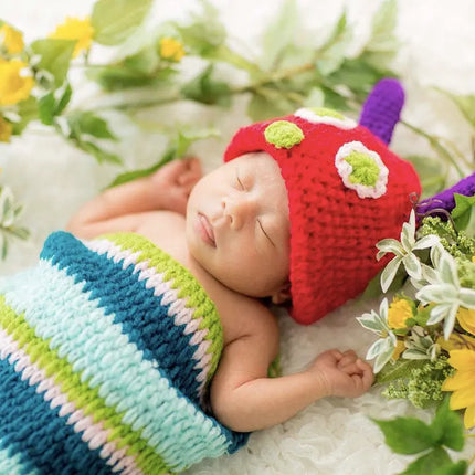 Newborn Photography Props Baby Girl Boy Photo Props for Infant Crochet Caterpillar Outfit Hand Crocheted Hat fancydresswale.com