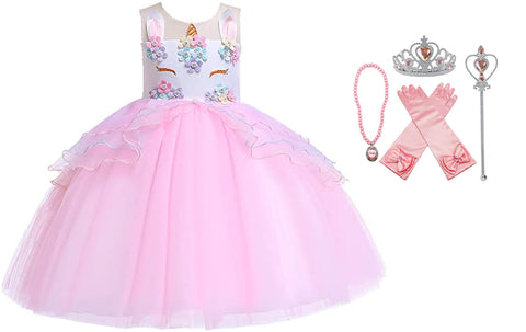 Fancydresswale Unicorn Pink dress for Girls with Accessories