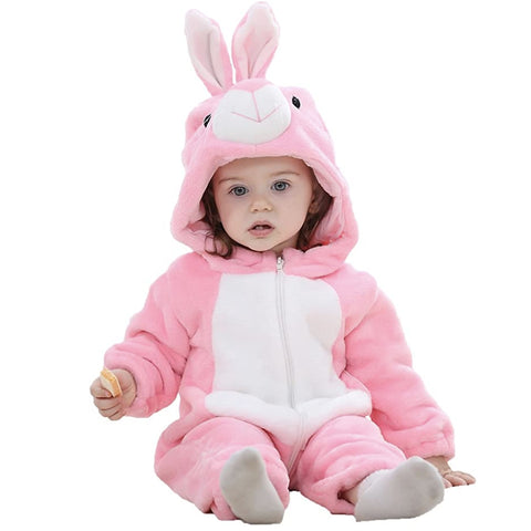 Fancydresswale Unisex Baby Flannel Jumpsuit Pink Rabbit Style Cosplay Clothes Bunting Outfits Snowsuit Hooded Romper Outwear (Pink Rabbit)