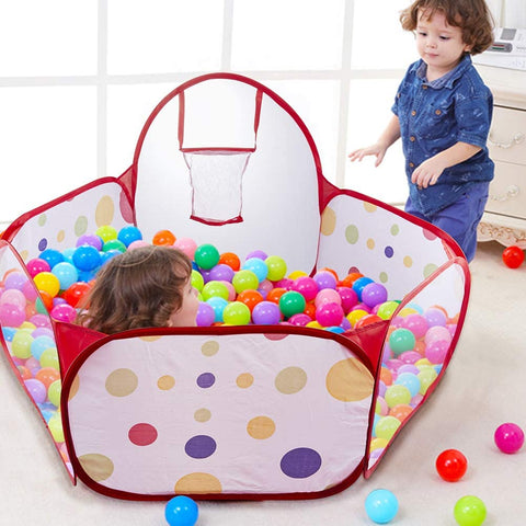 Kids Ball Pit with Basketball Hoop, 1-6 Years Child Toddler Ball Ocean Pool Tent for Boys and Girls Healthy Pop Up Star Play Tent (1 Meter)