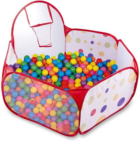 Ball Pit with Basketball Hoop, 1-6 Years Child Toddler Ball Ocean Pool Tent for Boys and Girls Healthy Pop Up Star Play Tent (1.5 Meter)