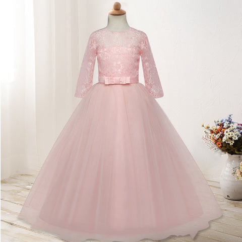 FancyDressWale princess gown for girls beautiful party dress- Pink with hair accessories