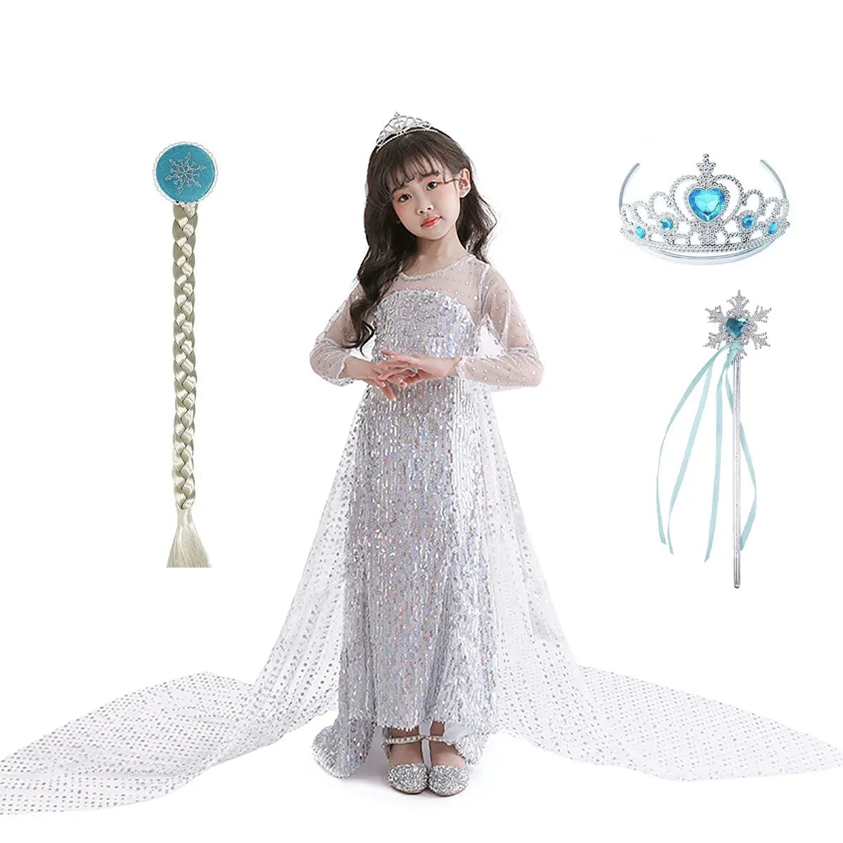 Princess Elsa Princess Birthday Party Dress for Little Girls with   fancydresswale.com