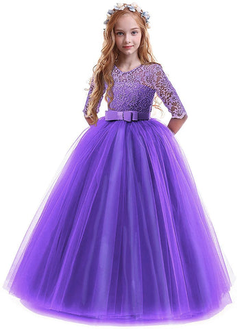 Fancydresswale Princess Floor Length gown for Girls- Dark Purple
