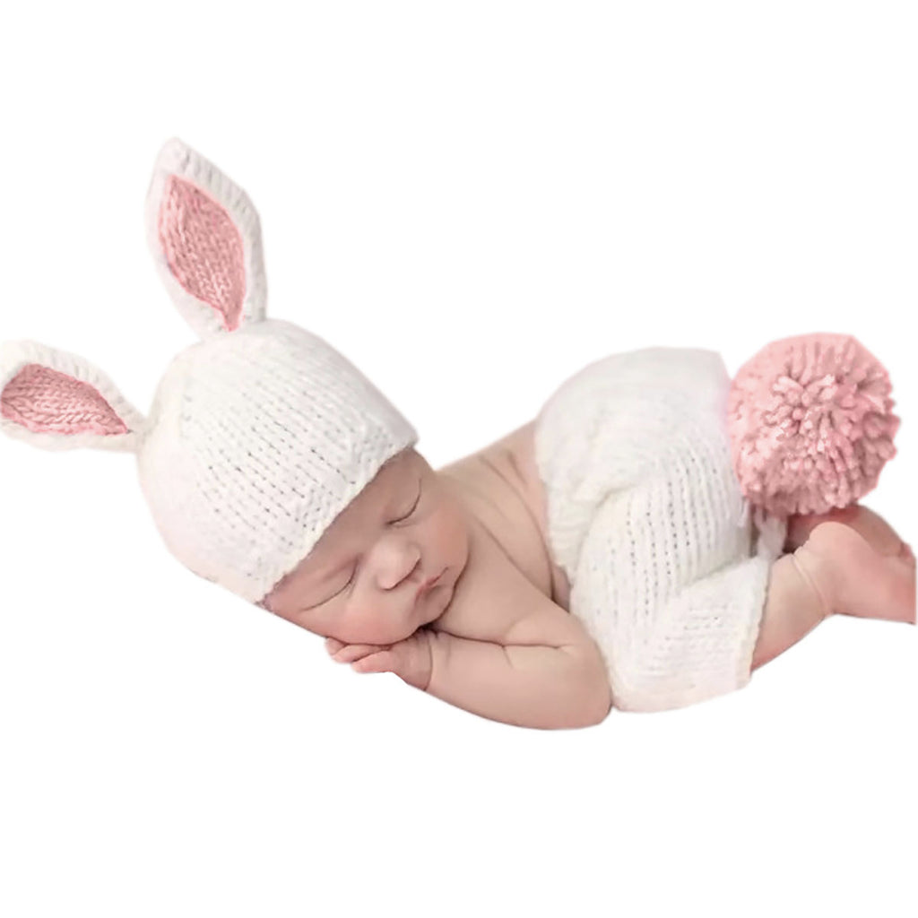 Fancydresswale Newborn Baby Bunny Photography Prop Costume Crochet Knit Hat  Outfit Set for Boy Girl