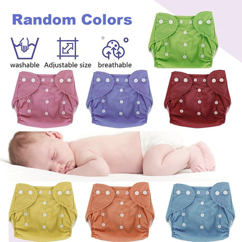 Reusable Cloth Diaper One Size Adjustable Washable for Baby Girls and Boys- Assorted Colors-2 diapers with 3 inserts
