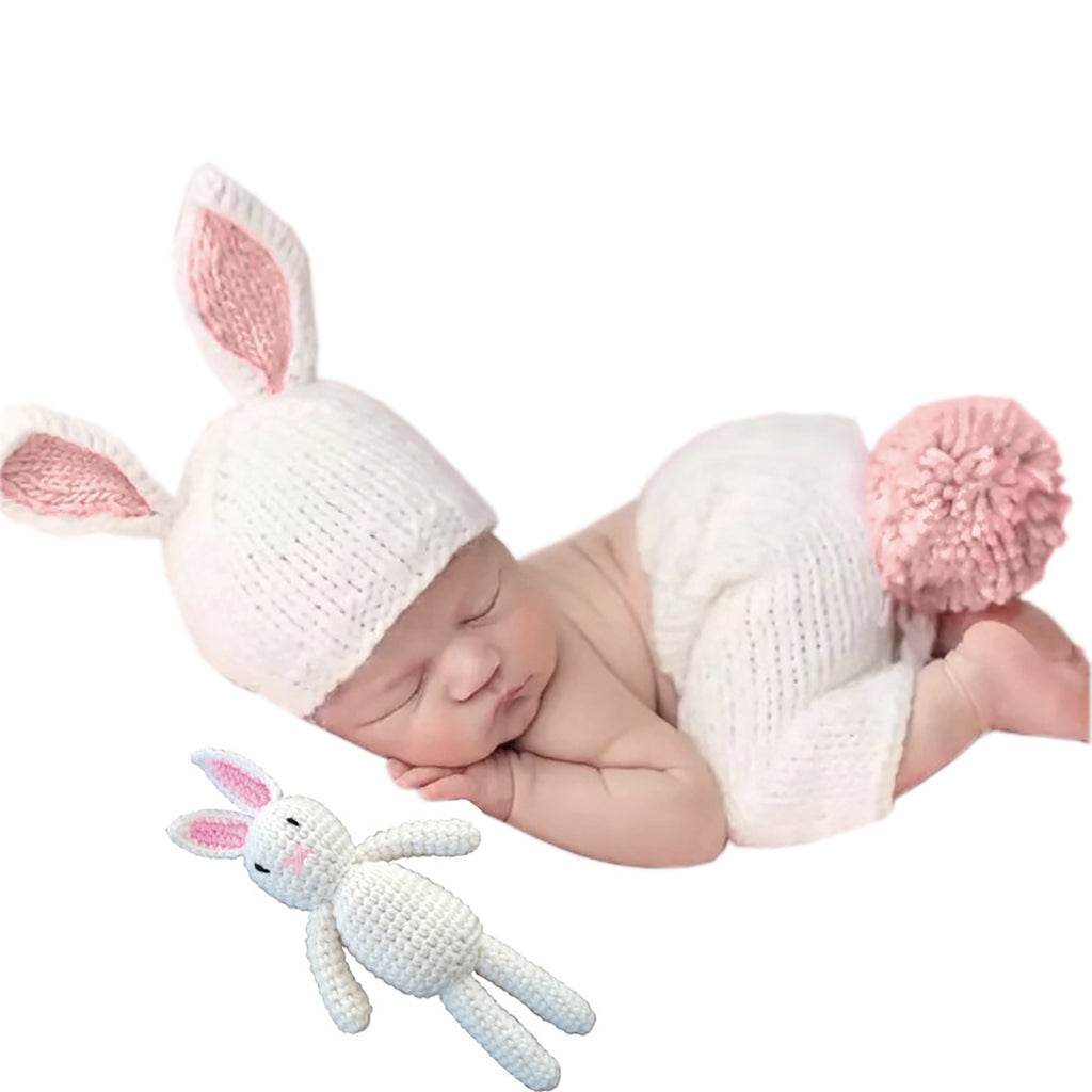Newborn Photography Props Gift Bunny Outfits Baby Photoshoot Props Girl Boy Rabbit Costume Baby Photo Hat Diaper Carrot Set Baby  Prop for 0-6 Months