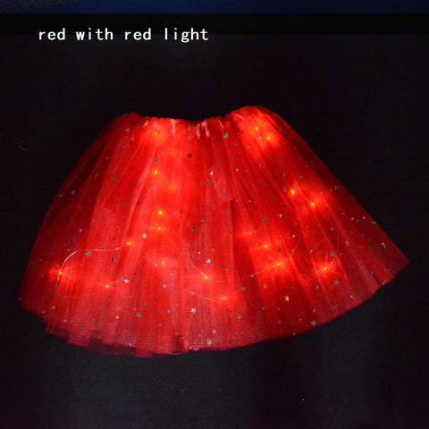 FancyDressWale Unicorn Red Tutu LED Skirt and Top Birthday Dress for Girls-B4