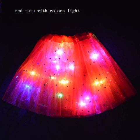 FancyDressWale Unicorn Red Tutu LED Skirt and Top Birthday Dress for Girls-B6