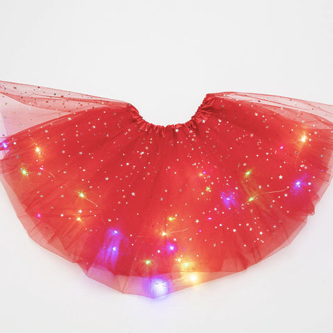 FancyDressWale Unicorn Red Tutu LED Skirt and Top Birthday Dress for Girls-B3
