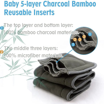Reusable Charcoal Cloth Diaper Inserts multipack, Absorbent & Breathable Liners, 5-Layer Microfiber Inserts for Cloth Diapers fancydresswale.com