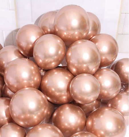 Party Balloons 12 inch Rose Glod Metallic Chrome Helium Shiny Latex Thicken Balloon Perfect Decoration for Wedding Birthday Baby Shower Graduation Christmas Carnival