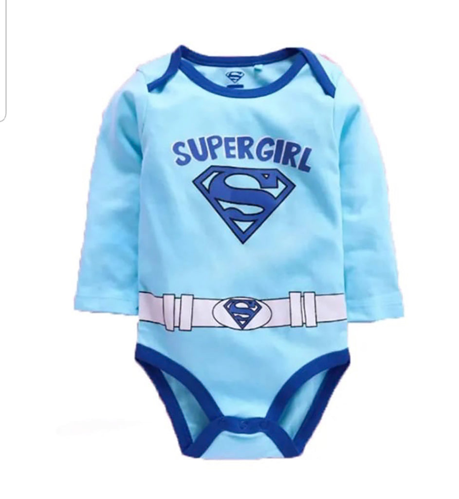 Fancydresswale Super girl blue Romper for Infants and Newborns Girls