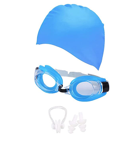 Swimming Goggle and Cap combo for all age groups- SkyBlue