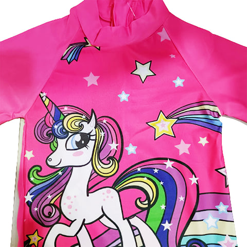 Fancydresswale Rainbow Horse Unicorn Swimsuit for Girls half sleeves