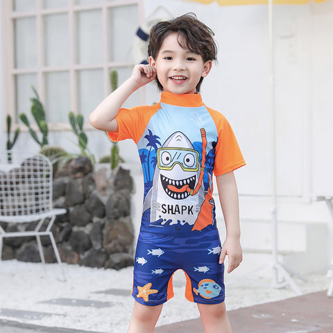 Fancydresswale Baby Shark Swimsuit half sleeves for kids