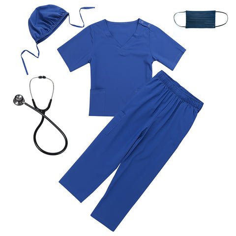 FancyDressWale Surgeon Dress for Boy and Girls, Doctor and Nurse Costume for Kids with Mask and Surgeon Cap, Blue Color