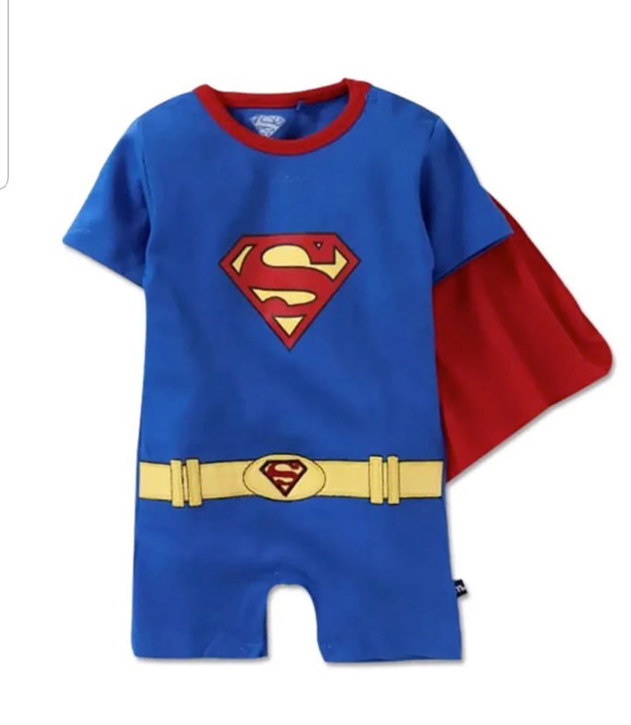 Fancydresswale Superman superhero Romper with attached Cape for Infants and Newborns Boys