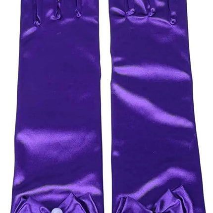 Satin Gloves Princess Dress Up Bows Gloves Long Gloves for Party(Royal Blue) Fancydresswale
