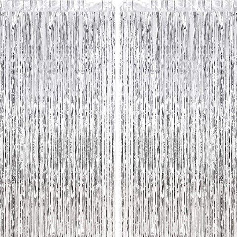 Fancydresswale 3.0 ft x 6.0 ft Metallic Tinsel Foil Fringe Curtains for Party Photo Backdrop Wedding Birthday Decor