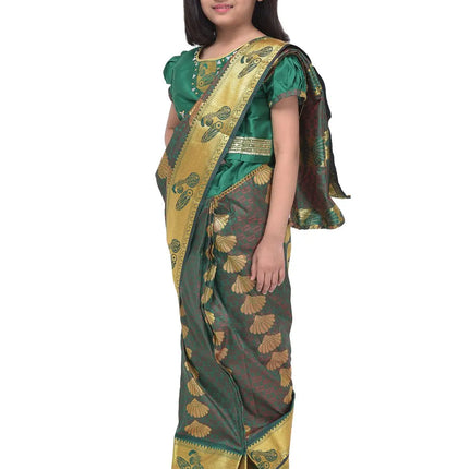 South Indian Ready to Wear Prestich  Festive Saree with Blouse For Girls Fancydresswale.com