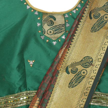 South Indian Ready to Wear Prestich  Festive Saree with Blouse For Girls Fancydresswale.com