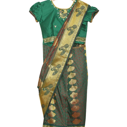 South Indian Ready to Wear Prestich  Festive Saree with Blouse For Girls Fancydresswale.com