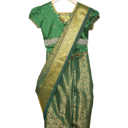 South Indian Ready to Wear Prestich  Festive Saree with Blouse For Girls Fancydresswale.com