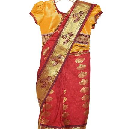 South Indian Ready to Wear Prestich  Festive Saree with Blouse For Girls Fancydresswale.com