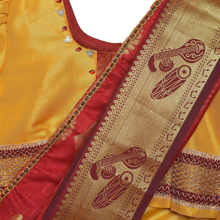 South Indian Ready to Wear Prestich  Festive Saree with Blouse For Girls Fancydresswale.com
