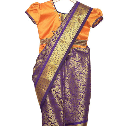 South Indian Ready to Wear Prestich  Festive Saree with Blouse For Girls Fancydresswale.com