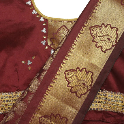 South Indian Ready to Wear Prestich  Festive Saree with Blouse For Girls Fancydresswale.com