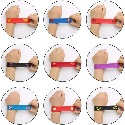 Superhero Slap Bracelet for Kids Boys & Girls Birthday Party Supplies Favors Mix Super Heroes Pack of 9 Fancydresswale.com