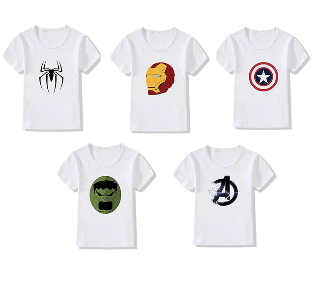 Superhero T-Shirts for Kids Pack of 5 Fancydresswale
