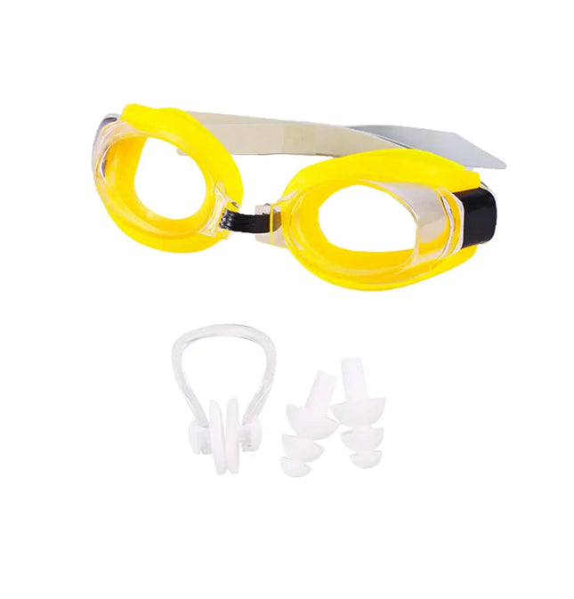 Swimming Cap and Goggle combo for all age groups- White-Yellow Color fancydresswale.com