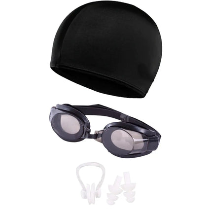 Swimming Goggle and Cap combo for all age groups- Black fancydresswale.com