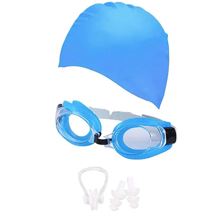 Swimming Goggle and Cap combo for all age groups- SkyBlue fancydresswale.com