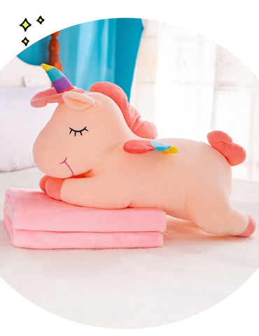 Fancydresswale Unicorn Pillow and Blanket Set for Girls-Stuffed Soft Plush Luxury Cushion