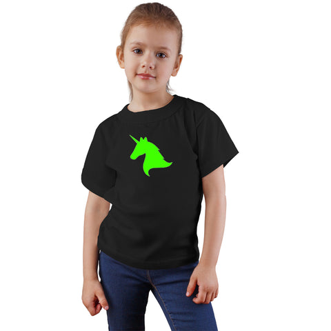 Fancydresswale Unicorn Black and Neon green Cotton T-shirts