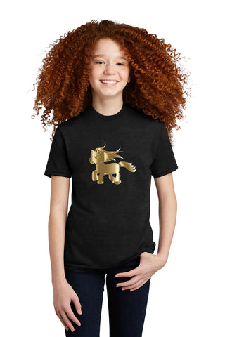 Fancydresswale Unicorn Black Gold Cotton T-shirts Unisex