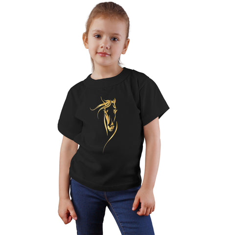 Fancydresswale Unicorn Black Gold Cotton T-shirts for Kids and Adults